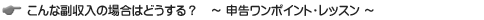 こんな副収入の場合はどうする?申告ワンポイント・レッスン